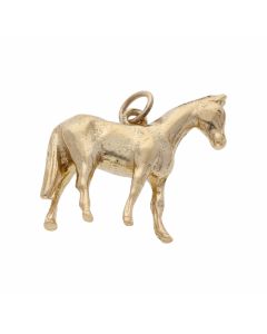 Pre-Owned 9ct Yellow Gold Solid Horse Charm Pendant