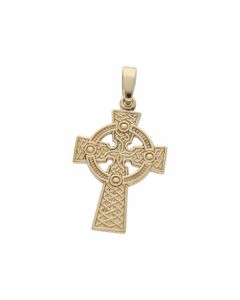 Pre-Owned 9ct Yellow Gold Celtic Patterned Cross Pendant