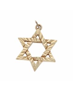 Pre-Owned 9ct Yellow Gold Textured Star Of David Pendant