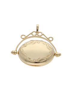 Pre-Owned 9ct Gold Patterned Edge Spinning Locket Pendant
