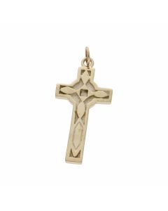 Pre-Owned 9ct Yellow Gold Engraved Cross Pendant