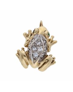 Pre-Owned 9ct Yellow Gold Cubic Zirconia Frog Pendant