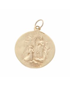 Pre-Owned 9ct Gold Lourdes Double Sided Religious Pendant