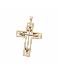 Pre-Owned 9ct Yellow Gold Rennie MacIntosh Style Cross Pendant
