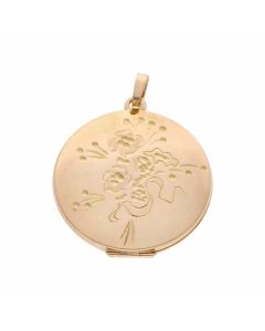 Pre-Owned 9ct Yellow Gold Patterned Round Locket Pendant