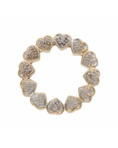 Pre-Owned 9ct Gold Diamond Set Circle Wreath Pendant