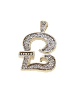 Pre-Owned 9ct Yellow Gold Diamond Set £ Sign Pendant