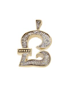 Pre-Owned 9ct Gold Diamond Set £ Sign Pendant