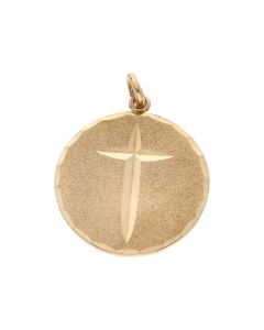 Pre-Owned 9ct Yellow Gold Cross Disc Pendant
