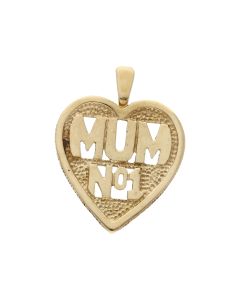 Pre-Owned 9ct Yellow Gold No.1 Mum Heart Pendant