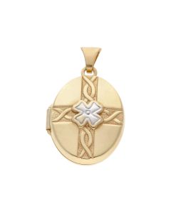 Pre-Owned 9ct Yellow & White Gold Celtic Pattern Locket Pendant