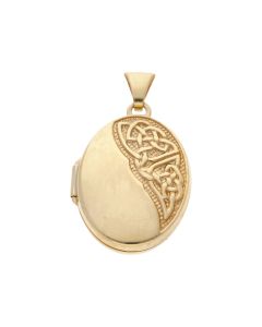 Pre-Owned 9ct Yellow Gold Celtic Part Patterned Locket Pendant