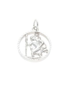 Pre-Owned Silver Cutout Open Circle St.Christopher Pendant