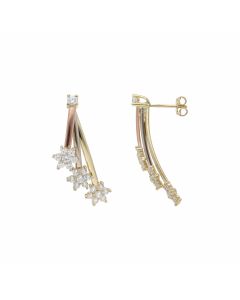 Pre-Owned 9ct Yellow Rose & White Gold Starburst Earrings