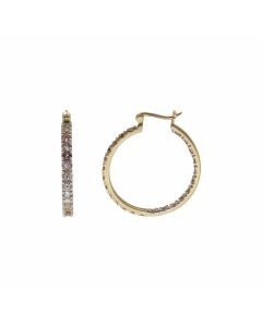 Pre-Owned 9ct Yellow Gold Cubic Zirconia Hoop Creole Earrings