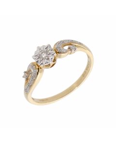 New 9ct Yellow Gold 0.10ct Diamond Solitaire Ring