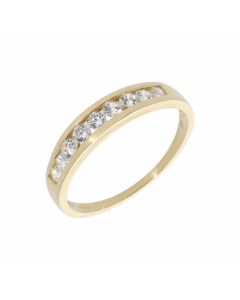New 9ct Yellow Gold Cubic Zirconia Channel Eternity Style Ring