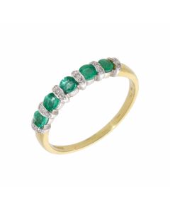New 18ct Yellow Gold Emerald & Diamond Eternity Ring