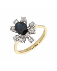 New 18ct Yellow Gold Sapphire & Diamond Fancy Cluster Ring