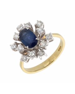 New 18ct Yellow Gold Sapphire & Diamond Fancy Cluster Ring