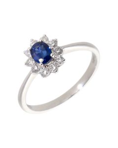 New 18ct White Gold Sapphire & Diamond Cluster Ring