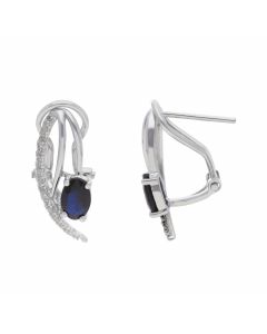 New 9ct White Gold Sapphire & Diamond Swirl Stud Earrings
