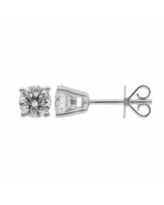 New 18ct White Gold GIA Certificate 0.89ct Diamond Stud Earring