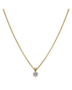 New 18ct Yellow Gold 0.62ct Diamond Solitaire & 18" Necklace