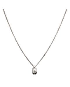 New 18ct White Gold 0.15ct Diamond Solitaire & 18" Necklace
