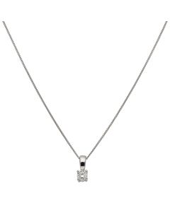 New 18ct White Gold 0.25ct Diamond Solitaire & 18" Necklace