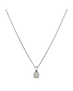 New 18ct White Gold 0.66ct Diamond Solitaire & 18" Necklace