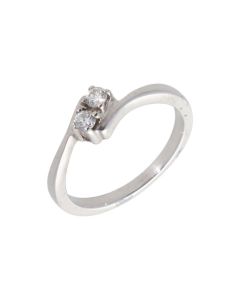 Pre-Owned 18ct White Gold 0.15 Carat Diamond 2 Stone Twist Ring
