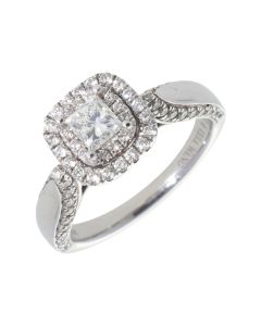 Pre-Owned 750 Vera Wang Diamond Halo Solitaire Ring