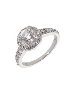 Pre-Owned 18ct White Gold 1.60 Carat Diamond Halo Solitaire Ring