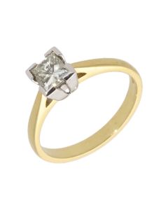 New 18ct Gold 0.64 Carat Princess Cut Diamond Solitaire Ring