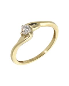 Pre-Owned 9ct Gold Illusion Set Diamond Solitaire Twist Ring
