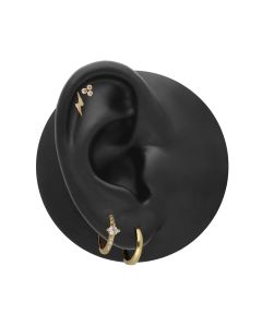 New 9ct Yellow Gold Gem Set Single Trilogy Labret Stud Earring