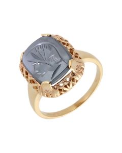 Pre-Owned 9ct Yellow Gold Haematite Dress Ring