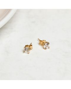 New 9ct Yellow Gold 5mm Cubic Zirconia Stud Earrings