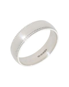 New Sterling Silver 6mm Millgrain Edge Wedding Ring