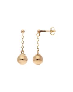 Pre-Owned 9ct Yellow Gold Hollow Bead Ball Drop Earrings