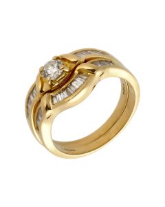 Pre-Owned 18ct Gold Mixed Cut 1.00ct Diamond Bridal Ring Set