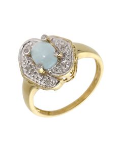 Pre-Owned 14ct Yellow Gold Moonstone & Diamond Dress Ring