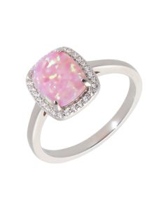 New Sterling Silver Pink Synthetic Opal & Gem Stone Ring