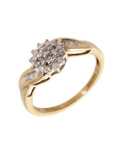 Pre-Owned 9ct Yellow Gold 0.33 Carat Diamond Cluster Ring