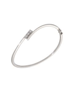 Pre-Owned 18ct White Gold Diamond Trilogy Crossover Bangle