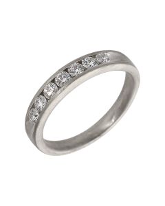 Pre-Owned Platinum Brushed Finish Diamond Half Eternity Ring