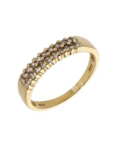 Pre-Owned 9ct Yellow Gold 0.25 Carat Diamond 2 Row Dress Ring