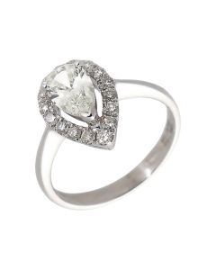 Pre-Owned 18ct White Gold 0.78 Carat Diamond Pear Halo Ring