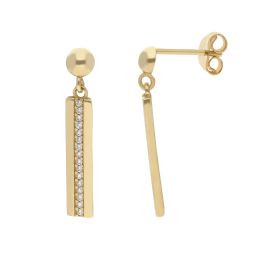 9ct Yellow Gold 10.5mm x 72mm Bar Pull-Through-Chain Drop Earrings main image 1